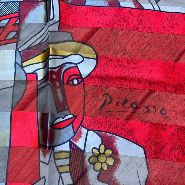 Women's Vintage Picasso Cube Art To Wear Colorful Square Scarf - Image 3