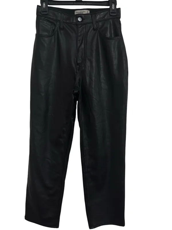 Abercrombie Curve Love Ankle Straight Ultra Hi-Rise Faux Leather Pants 28 - Image 2