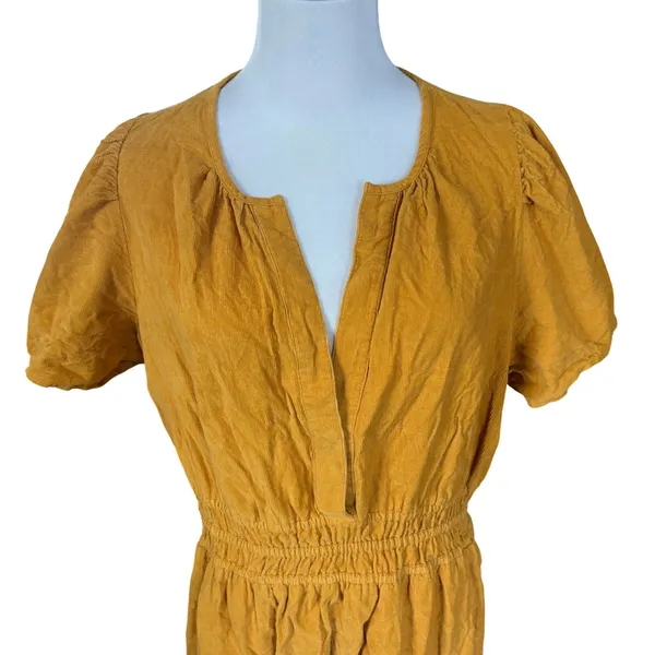 Anthropologie Somerset Mini Cotton Dress Sz L Yellow Maize Mini Corduroy - Image 2