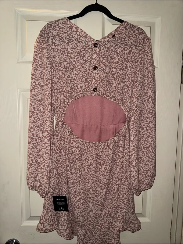 Lulu's Dusty Rose Floral Long Sleeve Mini Dress - Blush Print - Image 4