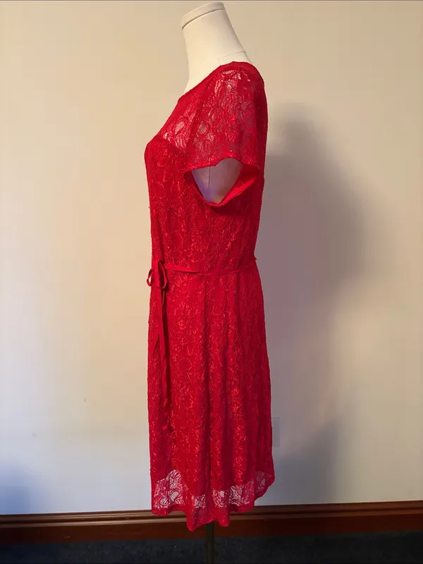 A Pea in the Pod Red Lace Midi Dress - Image 3