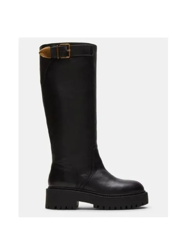 NEW STEVE MADDEN BUSTER BLACK LEATHER BOOT Lug Platform Sole Chunky Black SZ-11 - Image 6