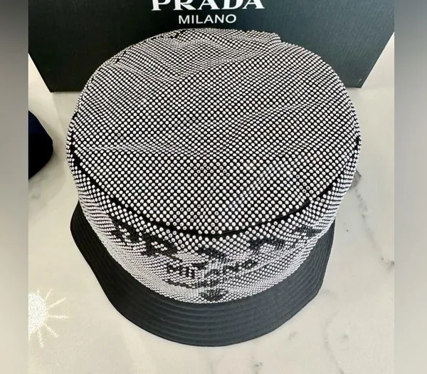 Prada Re-Nylon Logo Studded Bucket Hat - Image 4