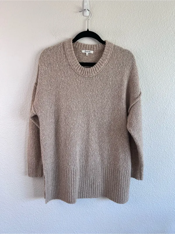 Madewell Women's Baxter Tan Cream Tunic Sweater Alpaca‎ Blend Long Sleeve - Image 2