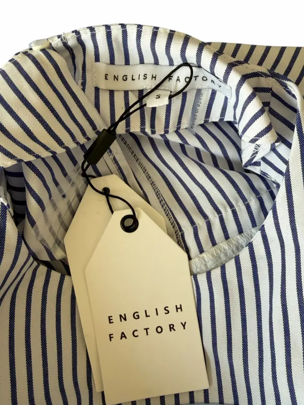 English Factory - NWT Mixed Print Tiered Mini Dress Blue Sz S - Image 6