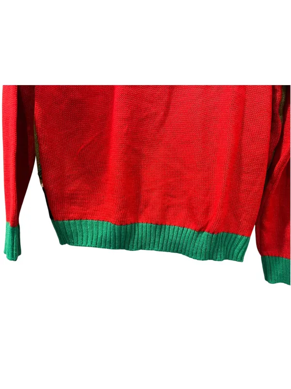 Elf Body Ugly Christmas Cardigan Sweater Women's Size XL Knit Holiday Peppermint - Image 8