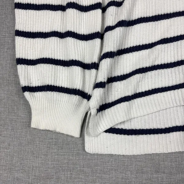 Old Navy Sweater Womens XL White‎ Striped Lace-Up Pullover Open-Knit Relaxed - Image 10