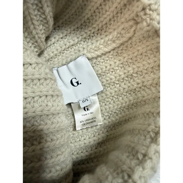 G. Label by goop Classic Hat Ivory Wool Cashmere Ribbed Beanie One Size - Image 4