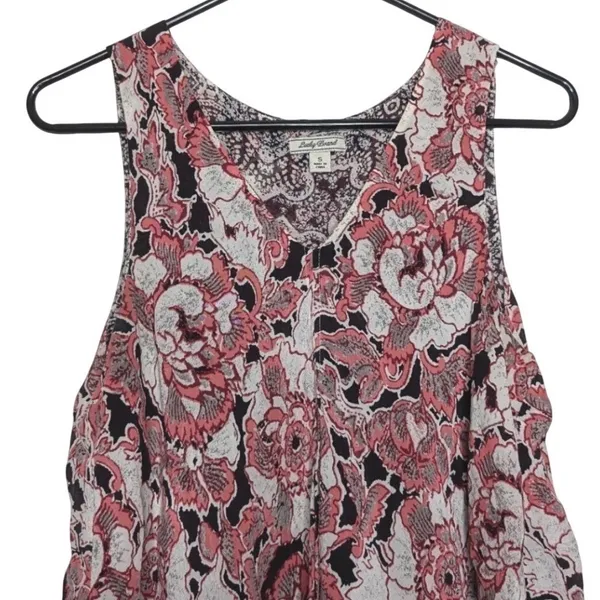 Lucky Brand Womens S Floral Paisley‎ Tank Top Coral Cream Boho Peasant Festival - Image 3