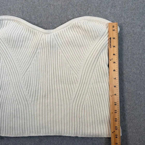 EXPRESS Women's XL Ribbed Knit Strapless Sweetheart Neckline Tube Top Ivory - Image 2
