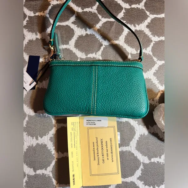 Dooney & Bourke NWT Turquoise Leather Mini Shoulder or Wristlet Bag summer fun - Image 12