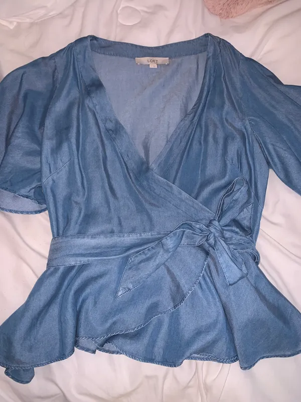 Loft Denim Wrap Top - Image 3