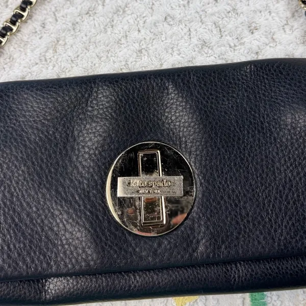 Kate Spade Black‎ Leather Turn Lock Chain Shoulder Bag Purse NEW YORK - Image 4