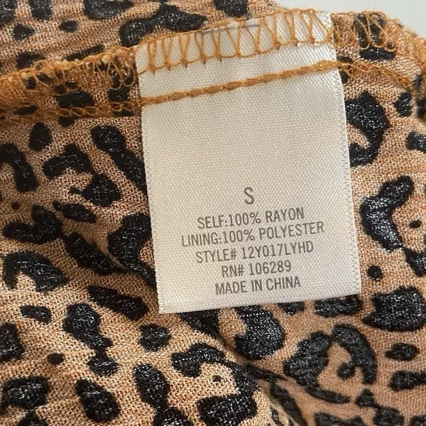Mi Ami‎ Womens Leopard Print Cami Top Smocked Back Lace Trim Babydoll Small - Image 4