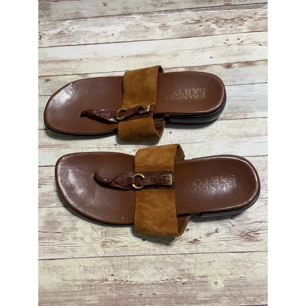 Franco Sarto Slip On Thong Sandals Women's Side 9M Brown Leather Suede - Image 2