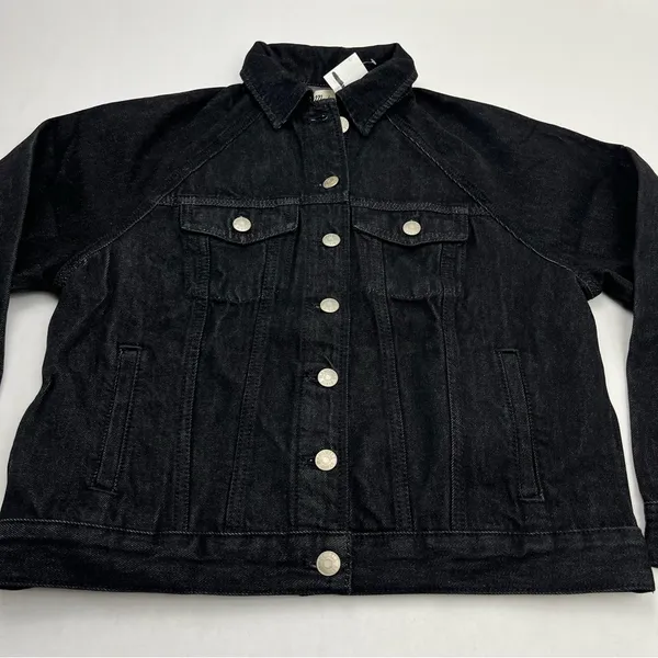 Madewell Oversized Jean‎ Jacket Womens XS Black Lunar Wash 100% Cotton M4230 NEW - Image 9