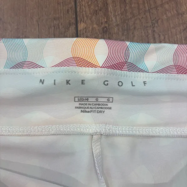 NIKE GOLF Multicolor Swirly Print Pull on Stretch Golf Pants Capri FitDry Large - Image 3