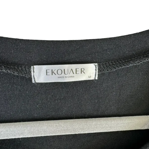 Ekouaer Black Short Sleeve Soft Stretchy Rayon "Pajamas‎ all day" Top Size M - Image 4
