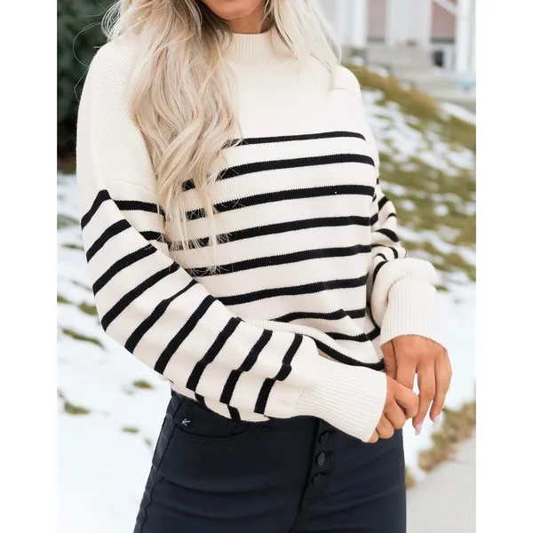 Zesica Women's Striped Knit Sweater - Image 7