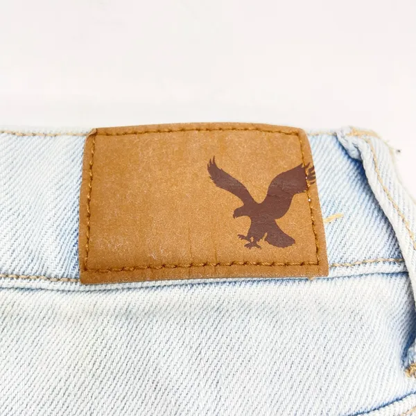 American Eagle Womens 4‎ Denim Mini Skirt Light Wash Distressed Hem Button Fly - Image 11