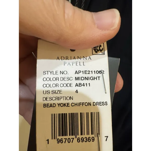 The Adrianna Papell beaded yoke chiffon gown Blue Size 4 - Image 8