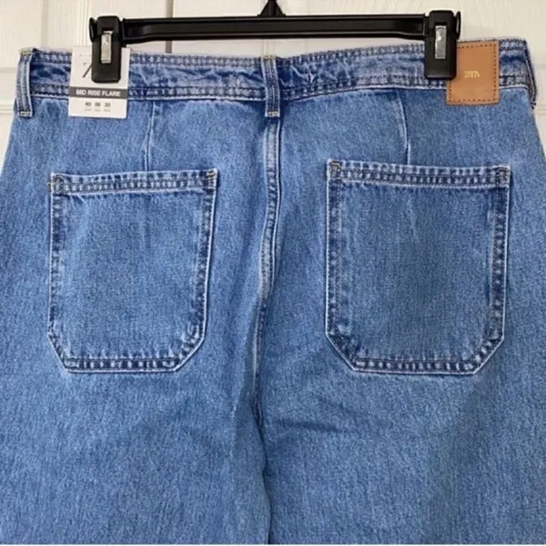 Zara Blue Flare Leg Jeans (Size 8) - Image 5