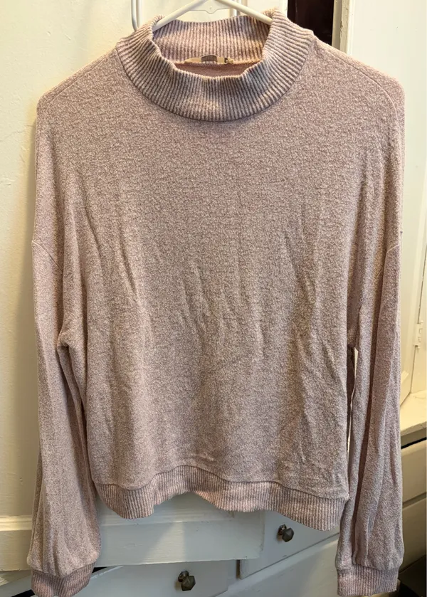 Women’s Lightweight Mock Neck Pullover Sweater - Dusty Pink Size S - Image 6