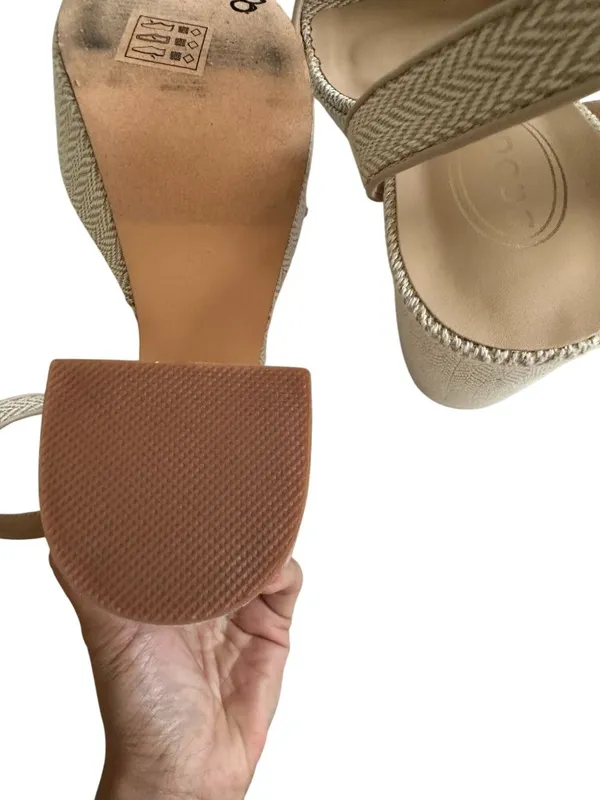 SCOOP Herringbone Cream Platform Sandals Heels Size 8.5 - Image 6