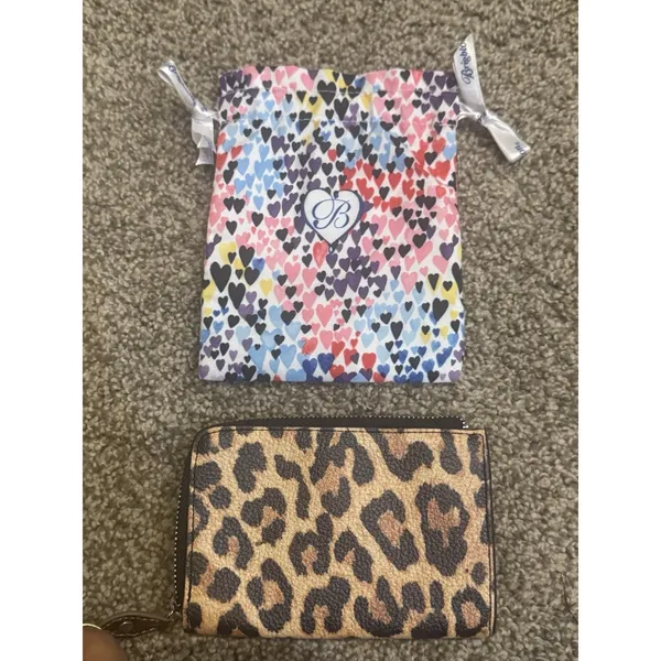 Brighton‎ Leopard Print Leather Zip Around Catwalk Coin Case Key Ring Vintage - Image 2