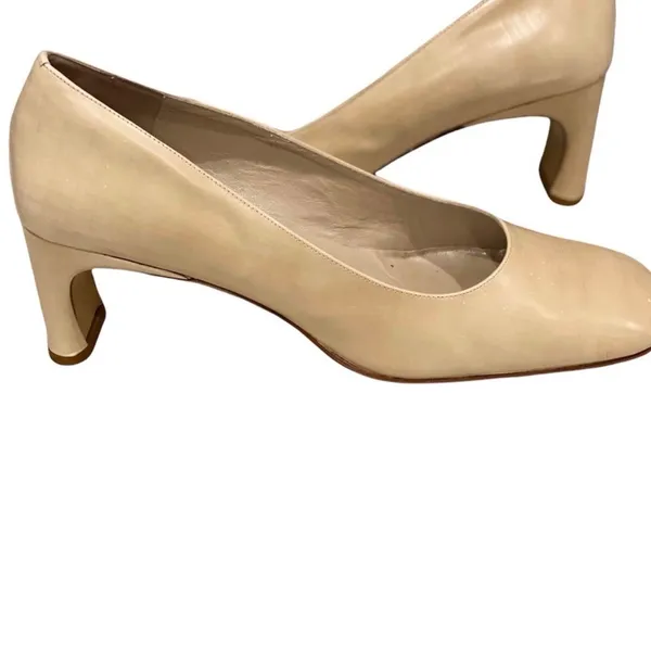 Kenneth Cole Retro Cocktail Hour Square Toe Heels Shoes Cream Tan 10 Dress - Image 3
