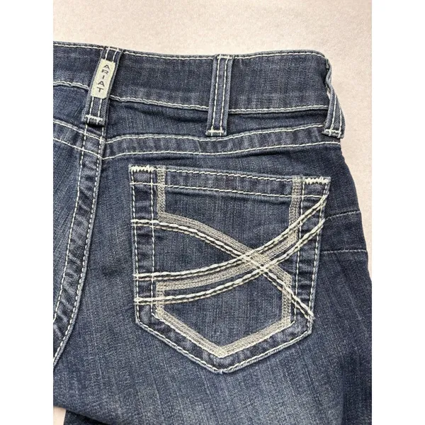 Ariat REAL Denim Mid Rise Straight Leg Jeans Womens Medium Wash Blue Size 27S - Image 7