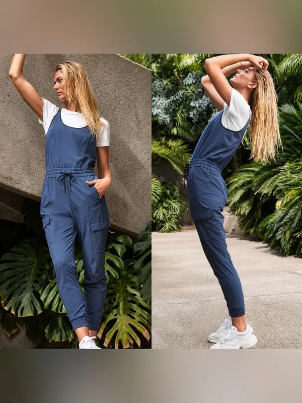 💙 Athleta Unbound Stretch Jogger Cargo Jumpsuit Size Large‎ 💙 - Image 2
