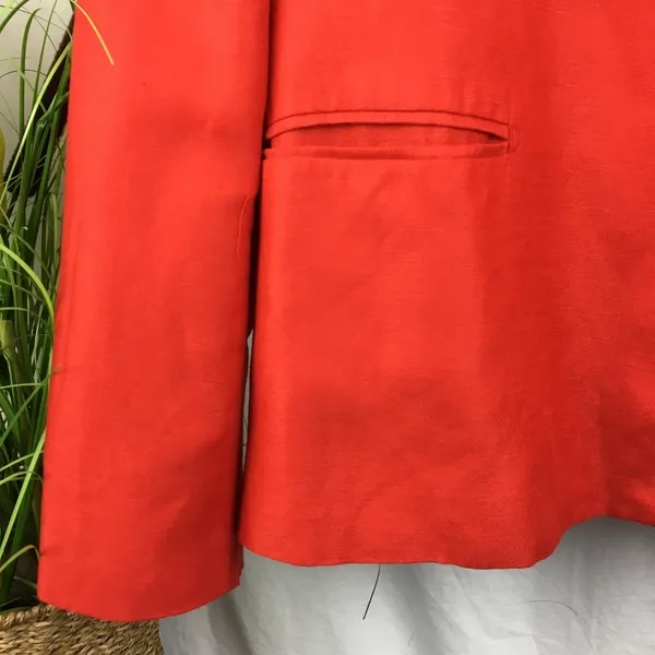 Zara Linen Blend Red Oversized Boyfriend Jacket Blazer M - Image 8