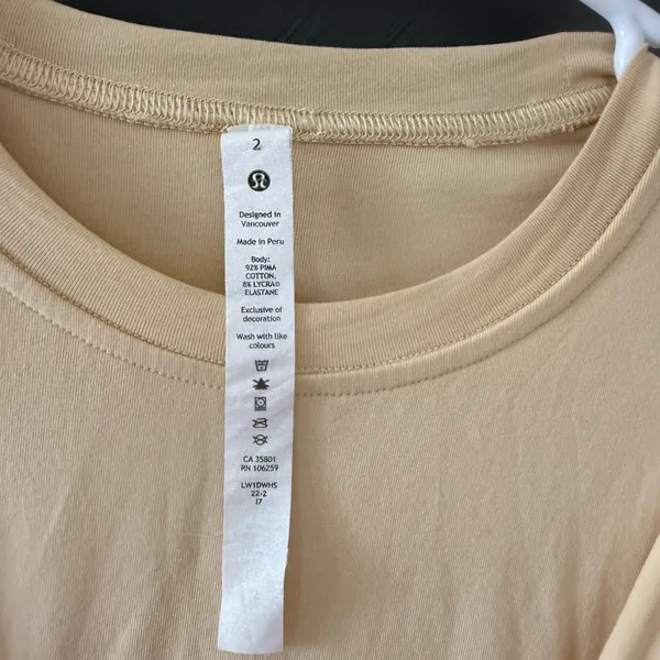 Lululemon Tie‎ Front Short Sleeve Pima Cotton Mini Dress Butter Yellow 2 Preppy - Image 3