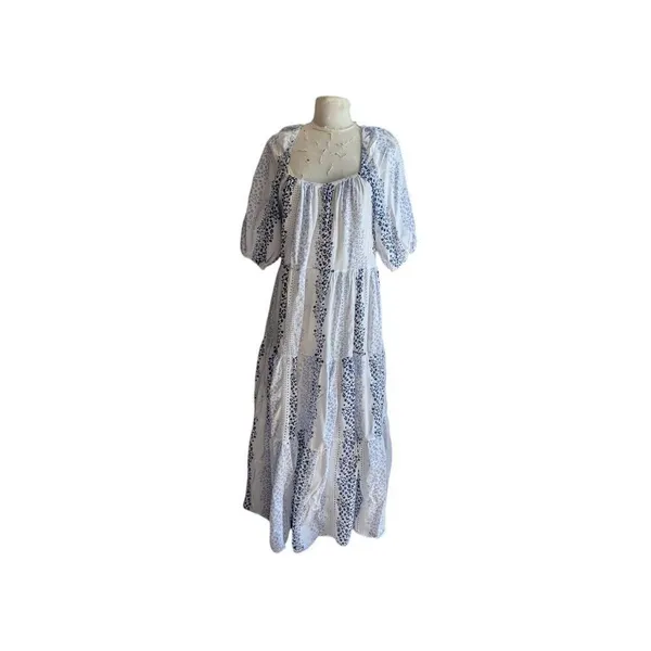 ✨ZARA Bloggers Favorite Printed & Embroidered blue white maxi Sz Medium dress✨ - Image 8