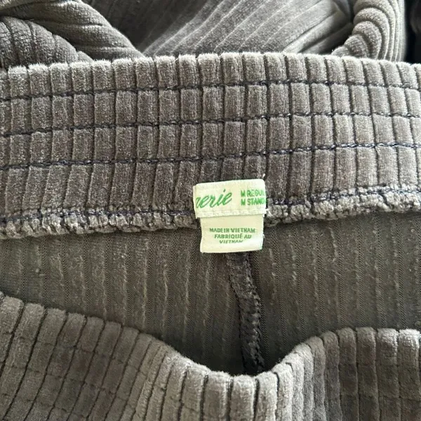 Aerie Ribbed Velour Flare Pants Gray Size M | Cozy Lounge Athleisure - Image 3