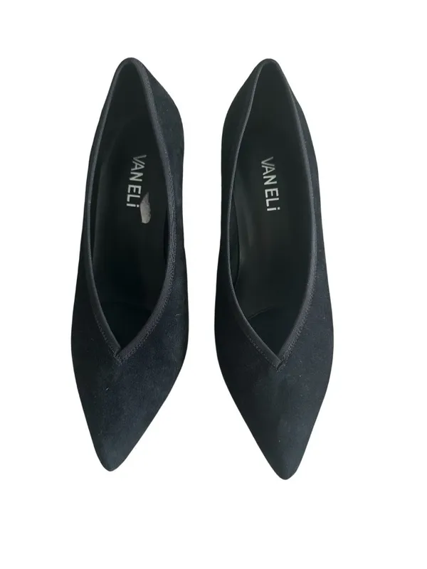 VAN ELI Womens Black Suede Pointed Heels Size 6 - Image 2