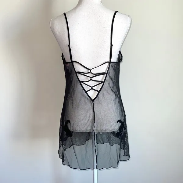 Victoria’s Secret Rhinestone Goth Fishnet Slip - Image 3