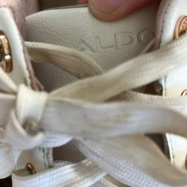 Aldo White and Pink Heart Embellished Sneakers - Image 7