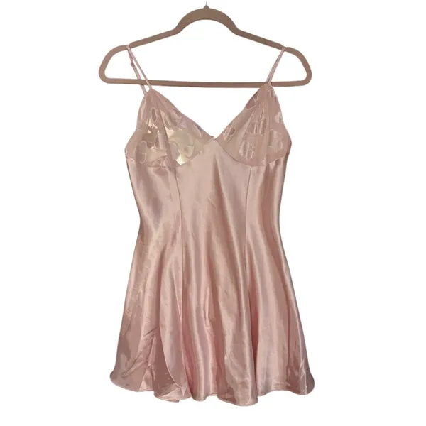 Frederick’s of‎ Hollywood Mini Satin Dress Baby Pink Hearts Print Vintage Small - Image 14