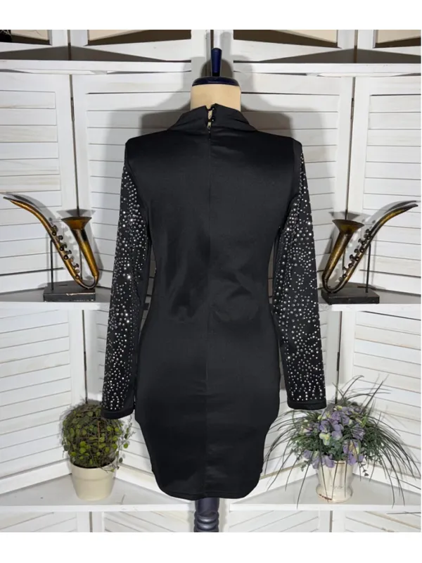 Vintage Y2K studded dress bodycon black punk goth rave alt edgy biker grunge M L - Image 2