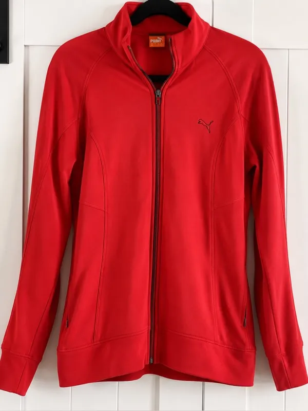 PUMA Womens Track Jacket L Red DryCELL Full Zip Running Workout Athletic - Image 2