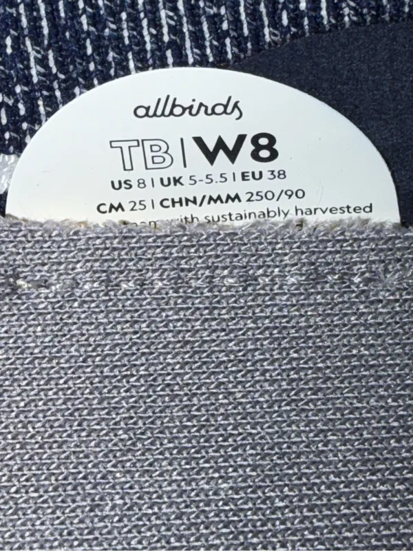Allbirds Women Tree Breezer Slip On Shoes Navy and White Knit Ballet - Image 7