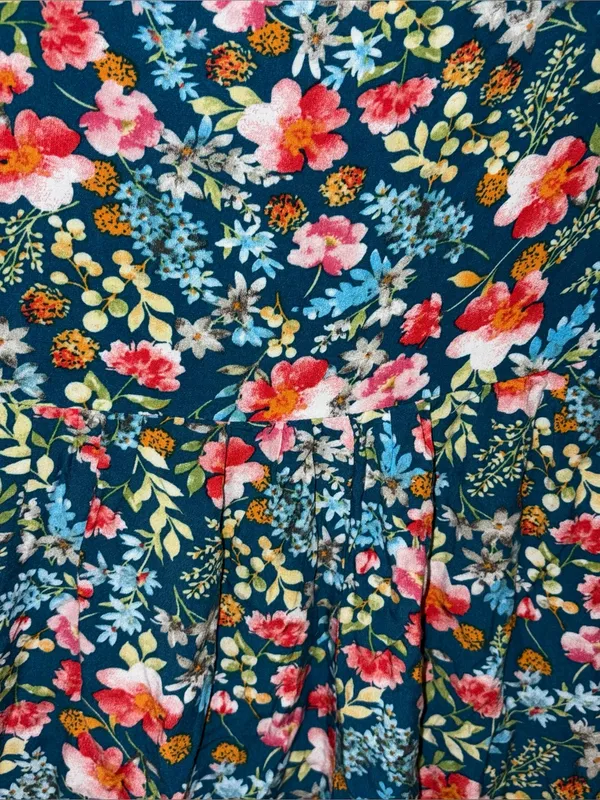 Natural Life Floral Rebecca Tiered Midi Dress Blue Floral Size M - Image 6