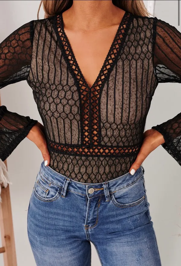 Lace Bodysuit Black - Image 4
