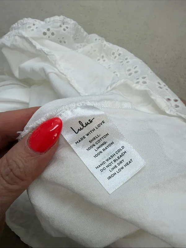Lulu’s Friendly Flirtation White Sleeveless A-line Eyelet Mini Dress White Sz M - Image 10