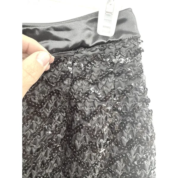 Vintage Women's Black Sequin‎ Textured High Waist Shorts Glam Party Festival 12 - Image 6