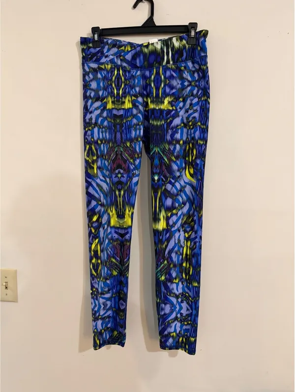 Fabletics Women's Large Blue Abstract Pattern Leggings - Image 2