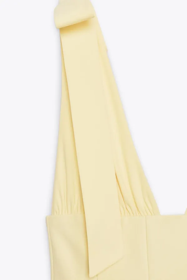 Zara Yellow V-Neck Tie-Shoulder Fit & Flare Dress - Image 11