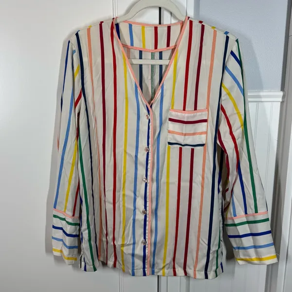 Summersalt The Cloud‎ 9 Silky Striped Pajama Top size large lounge casual sleep - Image 2